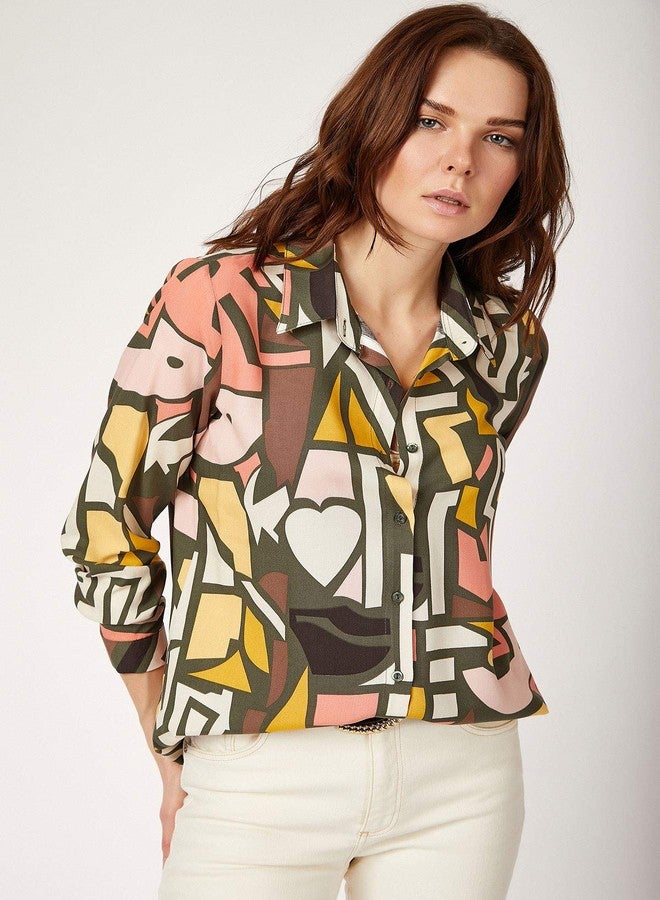 BIG DART Blouses for Women Fashion, Casual Long Sleeve Button Down Shirts Tops, XS-3XL (Khaki Green, XX-Large) - Image 4